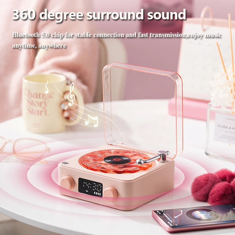 Portable Retro Bluetooth Speaker White Noise Sleep Aid Music Box Colorful Ambient Light MP3 Music Player Support TF Card AUX