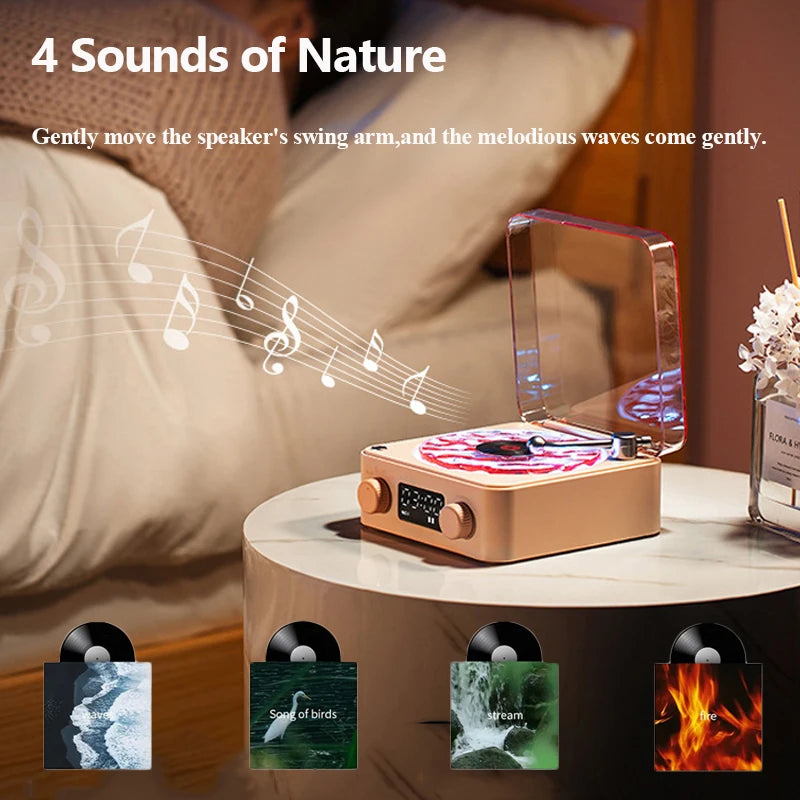 Portable Retro Bluetooth Speaker White Noise Sleep Aid Music Box Colorful Ambient Light MP3 Music Player Support TF Card AUX