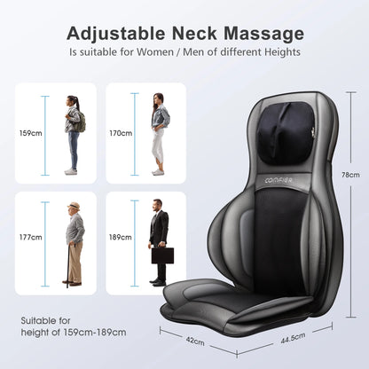 Shiatsu Neck Back Massager, 2D/3D Kneading Massage Chair Pad, Heating Compression Seat Cushion Massagers, Ideal Gifts - Black