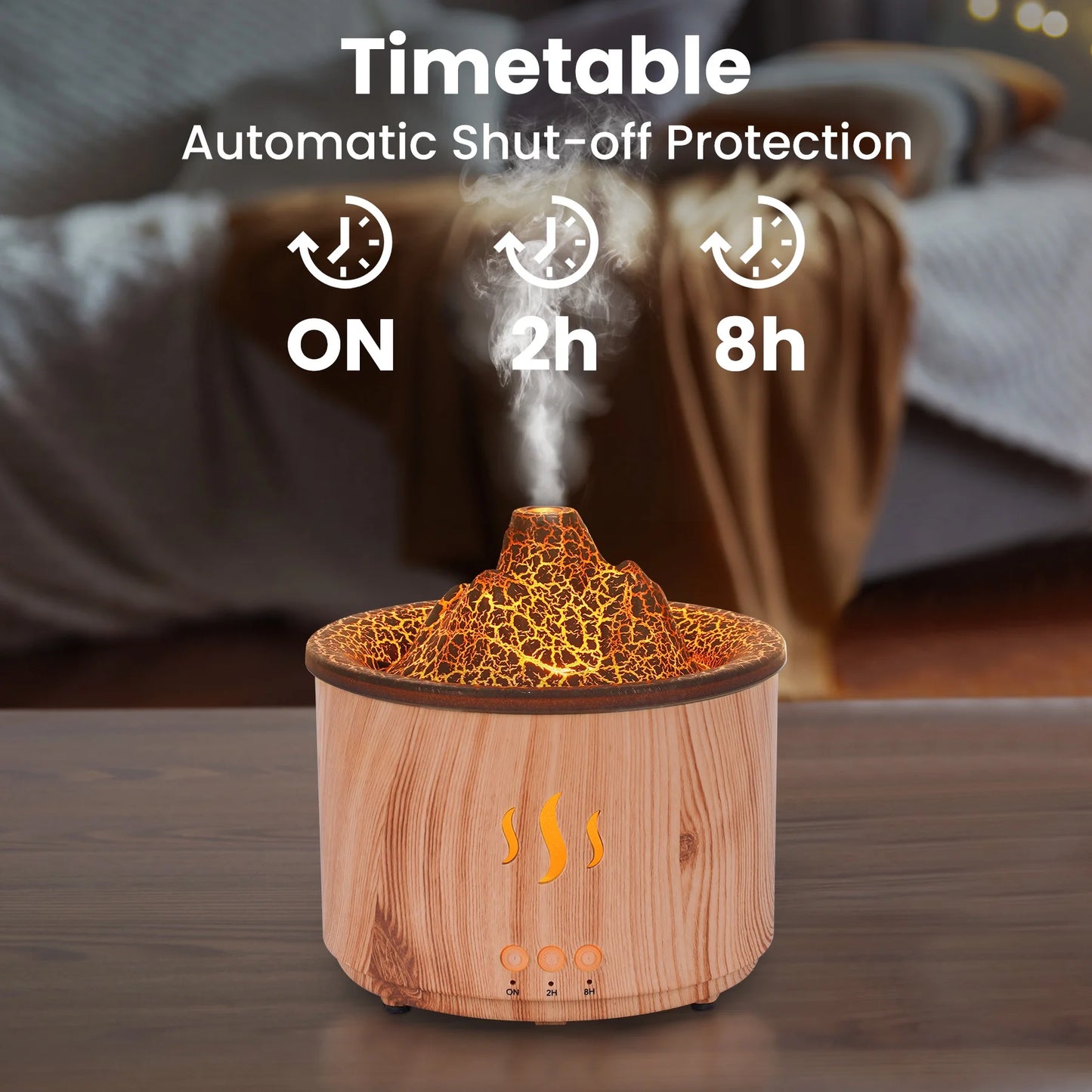 Essential Oil Diffuser,400Ml Flame Diffuser, Air Humidifier with Remote Control,For Bedroom Home, Valentines Day Gifts, Wood Color