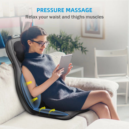 Shiatsu Neck Back Massager, 2D/3D Kneading Massage Chair Pad, Heating Compression Seat Cushion Massagers, Ideal Gifts - Black