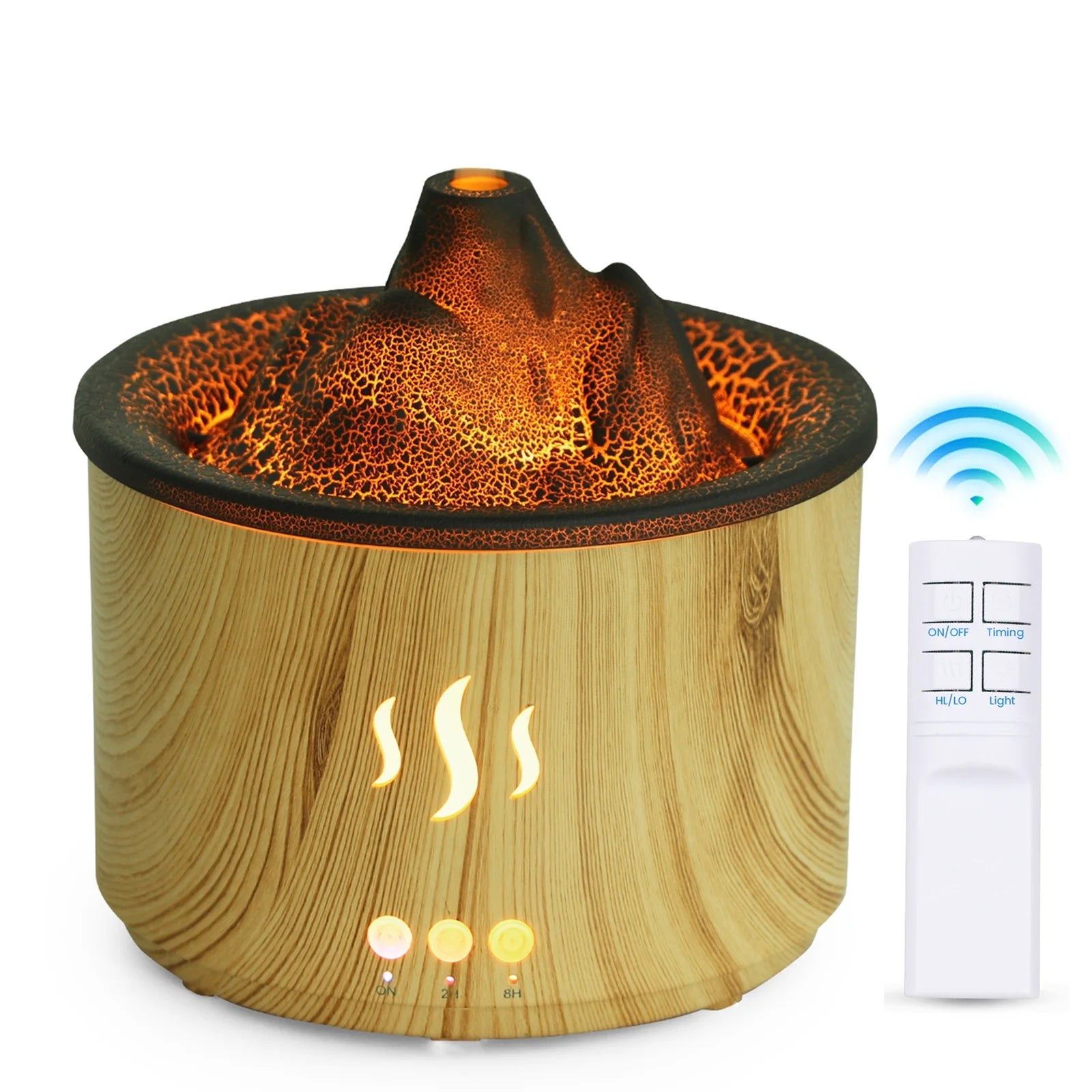 Essential Oil Diffuser,400Ml Flame Diffuser, Air Humidifier with Remote Control,For Bedroom Home, Valentines Day Gifts, Wood Color