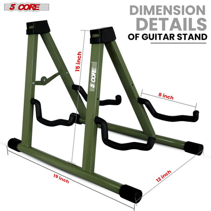 5Core Double Guitar Stand Floor Adjustable a Frame Folding Acoustic Electric Guitars Holder Stands