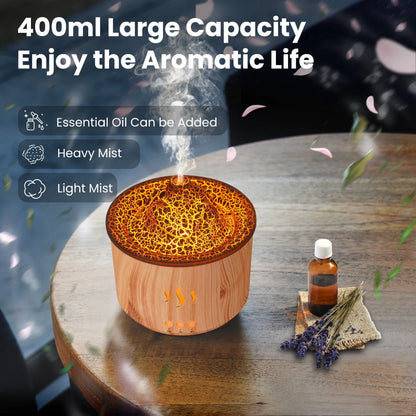 Essential Oil Diffuser,400Ml Flame Diffuser, Air Humidifier with Remote Control,For Bedroom Home, Valentines Day Gifts, Wood Color