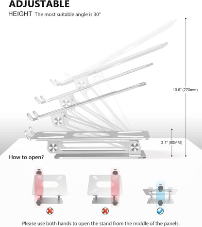 Laptop Stand, Laptop Holder, Multi-Angle Stand with Heat-Vent, Adjustable Notebook Stand for Laptop up to 17 Inches